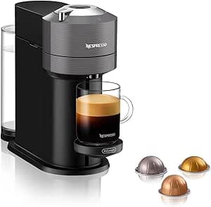 De'Longhi Nespresso Vertuo Next ENV120.GY, Capsule Coffee Machine, Single Portion Coffee Machine, 5 Cup Sizes, Centrifusion Technology, Welcome Set Included, Dark Grey