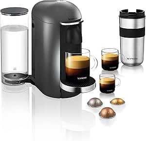 Krups Nespresso Vertuo Plus Coffee Machine Tank Capacity: 1.7 Litres Titanium/Stainless Steel